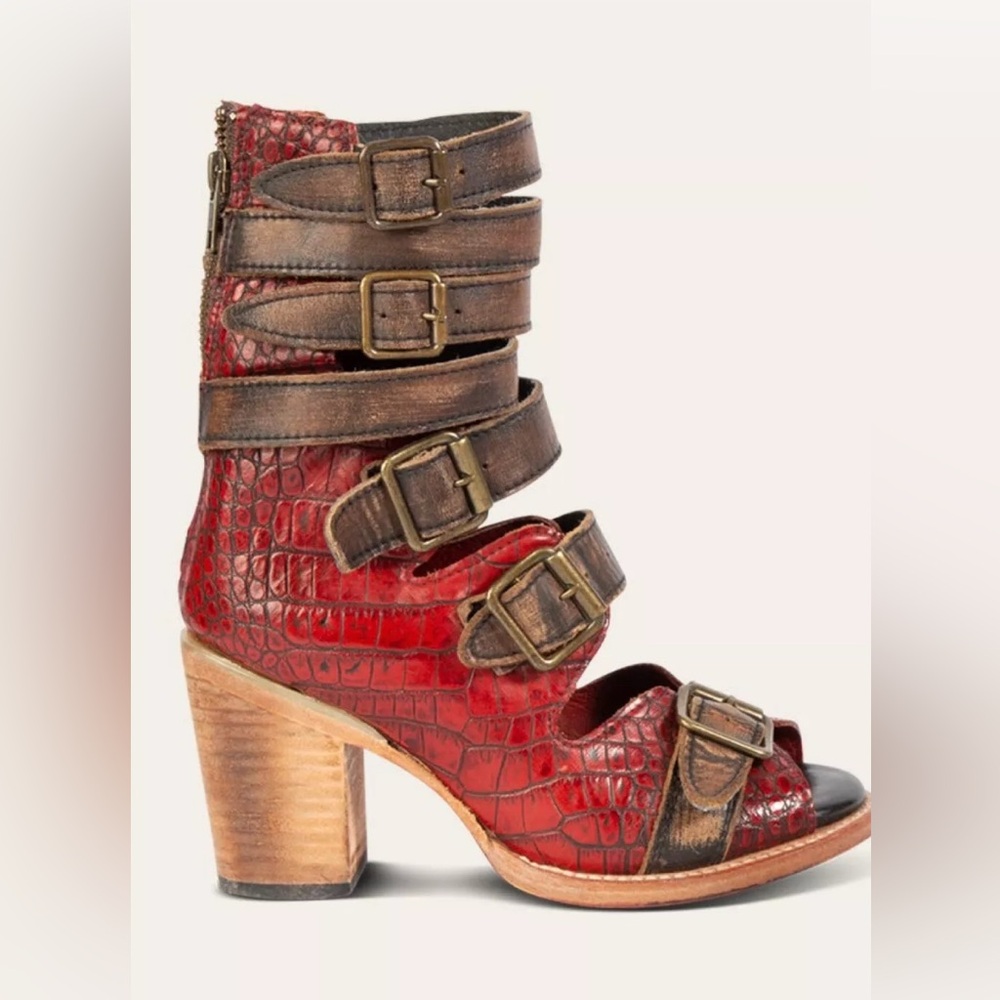 FREEBIRD by Steven Bond Red Crocodile Sandal Bootie - Size 8 - Limited Edition - Picture 2 of 13
